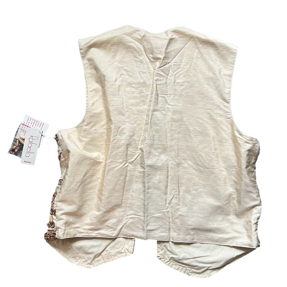 NWT Rafaella 100% Silk Embroidered Cream and Brown Vest Size M (2) - Picture 4 of 6